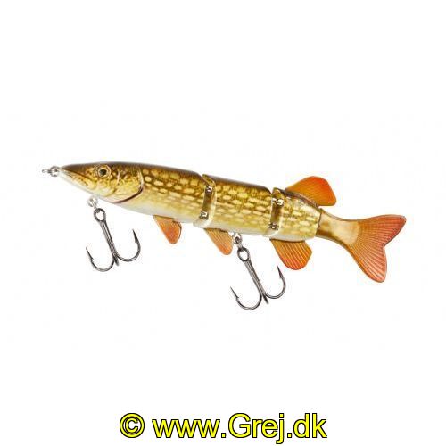 4005652805696 - Shirasu Swimbait wobler, Pike Factory - 150mm. - Vægt:43g. - Farve:Pike, UV - Baittype:Swimbait - 001 3687 515<br>High class swimbaits, in shape, colour and running behaviour astonishingly authentic copies of their natural models! The Pike Factory Swimbaits are available as slow or fast-sinking versions. At 15 cm they have the ideal length both for pike, and large Zander/pike-perch. The swimbaits can be simply wound in (cast and retrieve). However, they can additionally be jerked in and are naturally excellent for trawling. It is a genuine generalpurpose weapon. All Swimbaits have UV-active eyes and strong Mustad triple hooks. 2 spare tails are included in the scope of supply.