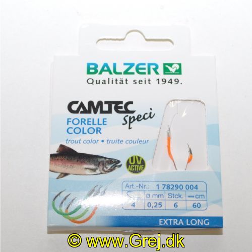 4005652817521 - Camtec Speci ørredforfang med UV-krog - Længde:60cm. - 001 7829 004<br>Camtec Trout colored, leader length 60cm UV #4