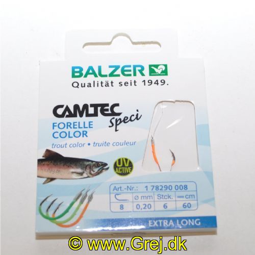 4005652817545 - Camtec Speci ørredforfang med UV-krog - Længde:60cm. - 001 7829 008<br>Camtec Trout colored, leader length 60cm UV #8