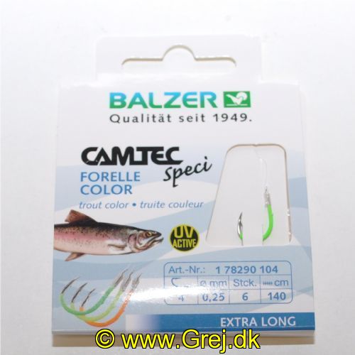 4005652817576 - Camtec Speci ørredforfang med UV-krog - Længde:140cm. - 001 7829 104<br>Camtec Trout colored, leader length 140cm UV #4