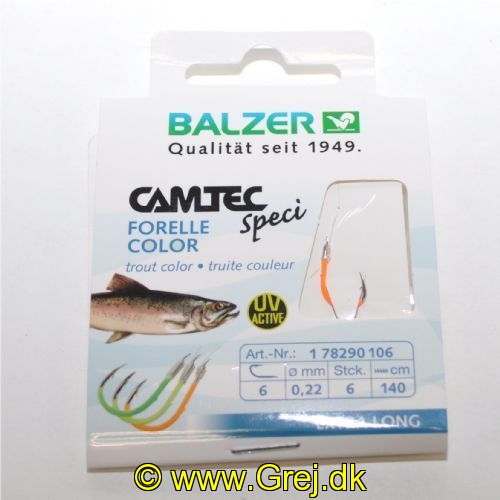 4005652817583 - Camtec Speci ørredforfang med UV-krog - Længde:140cm. - 001 7829 106<br>Camtec Trout colored, leader length 140cm UV #6