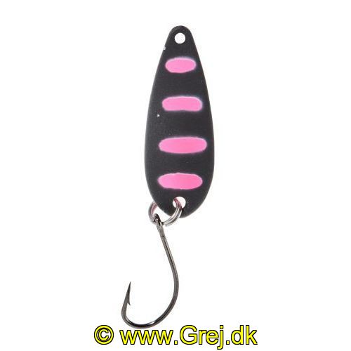 4005652821559 - Pro Staff Series Swindler Spoon - 30mm. - Vægt:2.3g. - Farve:Sort/pink, UV - 001 6067 203<br>With a tumbling run for more passive trouts. Can be guided extremely slow. Top in the cold season.