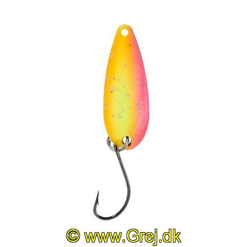 4005652821658 - Pro Staff Series Swindler Spoon - 30mm. - Vægt:2.3g. - Farve:Pink/gul/orange glimmer, UV - 001 6067 213<br>With a tumbling run for more passive trouts. Can be guided extremely slow. Top in the cold season.