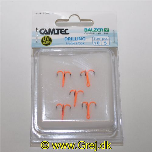 4005652829760 - Camtec Speci trekrog - Farve:Orange, UV - 001 7869 010<br>Camtec treble hook orange UV #10