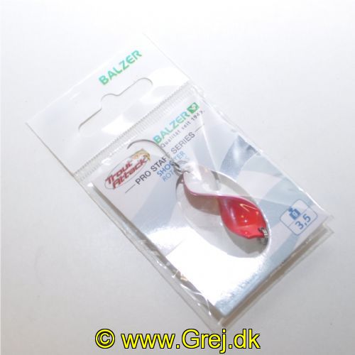 4005652859972 - Pro Staff Series Shooter Spoon - 34mm. - Vægt:3.5g. - Farve:Rød/hvid - 001 6041 113<br>This spoon is a real highlight: its unique propeller shape makes it turn on its own axis at the slightest pull, which drives the trout absolutely crazy. In our numerous tests, the Shooter also lured completely passive fish to bite. As it can be used extremely slowly, it is also a top spoon for winter fishing. The front and back of each spoon have contrasting colours which create a unique play of colours when turned. Each spoon features a micro triple swivel that safely prevents line twist. Can be thrown very far.