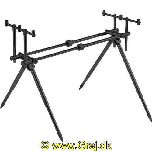 4005652862910 - Metallica Carp stangstativ/rod pod, sort - Vægt:2370g. - Farve:Sort - 001 1947 200<br>The Balzer Metallica Rod Pod made of high-quality anodized aluminium with outstanding features. The ultra-light, yet sturdy and stable material ensures comfortable transport to the water and has a secure stand. Thanks to the clever design, simply fold out your legs and put on the buzzer bars, you’re ready for action in no time. The four height-adjustable legs, the adjustable length and the sliding buzzer bars make it ideal for all purposes. To adjust the legs you have to turn the bars only a little bit to pull them apart. The Rod Pod is delivered in a practical carrying case. Weight: 2370g.