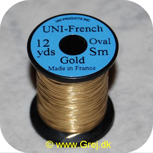 5704041100617 - UNI French Oval # S - Gold - 12 yards - Ekstra stærk overfladebehandlet "Fransk" tinsel - Bliver ikke mat