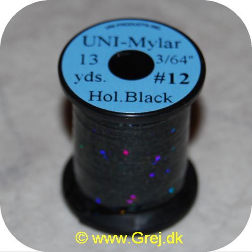 5704041101645 - UNI Mylar Flat Tinsel Holo Sort - 13 yards - # 12 - Ekstra stærk tinsel - Holografisk Sort