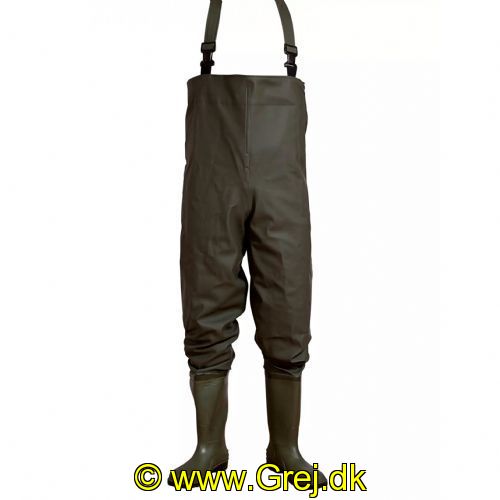 5706219096333 - ELKA waders - str. 44  - Gummisål - Oliven Grønne
Dunlop støvle
Dobbeltsvejsning i
Fix-lock spænder

Waders har i mange år haft en central placering i ELKA’s produkt 
sortiment. I samarbejde med professionelle fiskere er modellerne tilpasset. så de 
opfylder kravene til sports- og havfiskeri. 
Europæiske fremstilling i den bløde og 
solide 600g. PVC/Polyester sikrer masser af 
komfort og en lang holdbarhed.  

Teknisk beskrivelse:
• 600 gr. PVC/polyester
• Vandsøjle: mm H 13000 mm