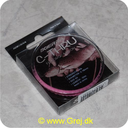 5706301109255 - Scierra C-THRU Fluorocarbon - 0,18mm - 50m - Kendt som "Usynlig line"