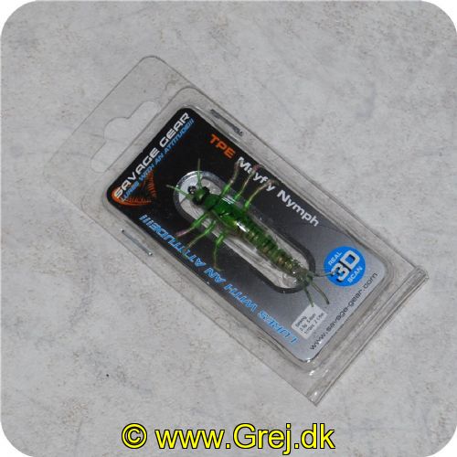 5706301506733 - Savage Gear 3D TPE Mayfly Nymph 5.6cm - 2.5g - Grøn - Med enkeltkrog