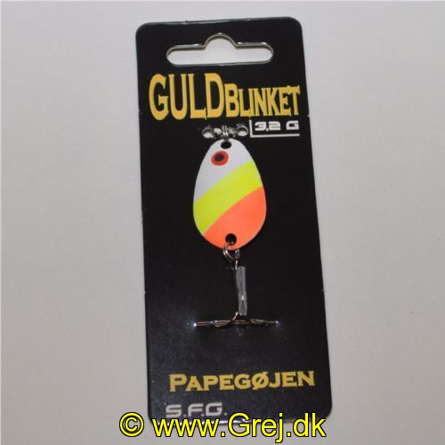 5740028800286 - GuldBlinket - 3,2 gram - Forside: Hvid/Gul/Orange - Bagside: Sort m/plet - Farvenavn: Papegøjen