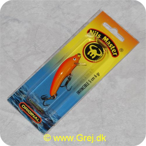 6416311504290 - Nils Master wobler - Invincible - 5 cm - 6 gram - Farve 429 - Orange/gul - Denne wobble er som alle Nils Master Wobler testet og kvalitets kontrolleret samt finjusteret i hånden og tank-testet før de pakkes.Dette er en af de gode klassiker som er ideel til at fange drømmefisken.