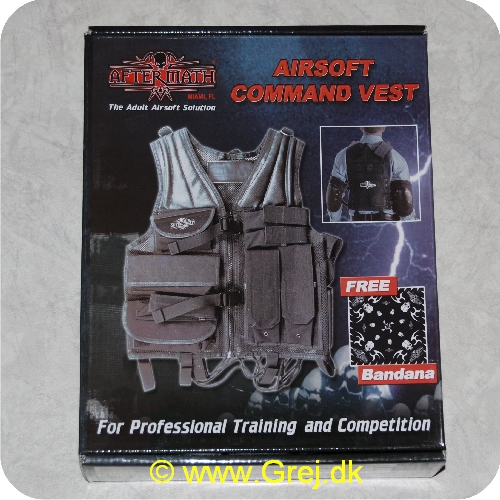 793676022352 - After Math - Command vest - Professionel vest<BR>
<LI>Fully Adjustable</LI>
<LI>2 ajustable rifle mag pouches</LI>
<LI>3 ajustable pistol mag pouches</LI>
<LI>2 Hi-cap ammunition pouches</LI>
<LI>Heavy duty vented mesh</LI>
<LI>Shoulder firing pad</LI>
<LI>Radio pouch</LI>