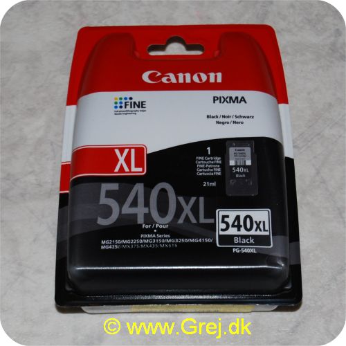 8714574572550 - Canon Pixma PG-540XL sort blæk patroner.
Passer til:
PIXMA MG2150. MG2250. MG3150. MG3250. MG4150. MG4250. MX375. MX395. MX435. MX455. MX515. MX525