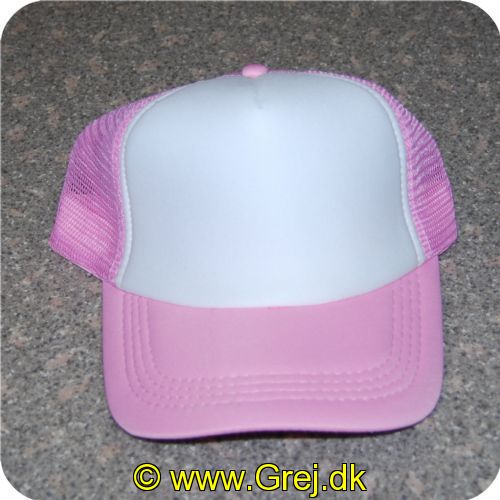 CAPPINK - Pink cap med skum i det forreste samt rund solskygge (Opskummet) og nylon net bagerst.<BR>
Justerbar i størrelse via plastic skinne bagerst.